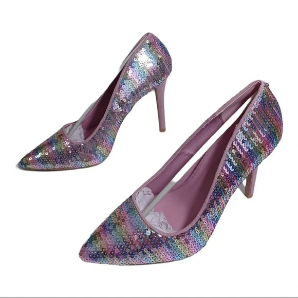 PINK and blue sequin closed toe pumps by Shoe Republic LA various sizes - Picture 12 of 12